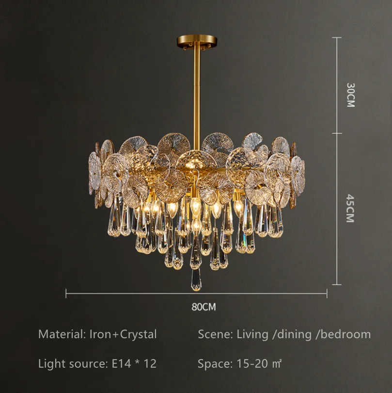 Modern Light Luxury LED Lotus Flower Crystal Ceiling Chandelier - Elegance for Living Rooms, Bedrooms, Restaurants, and Halls