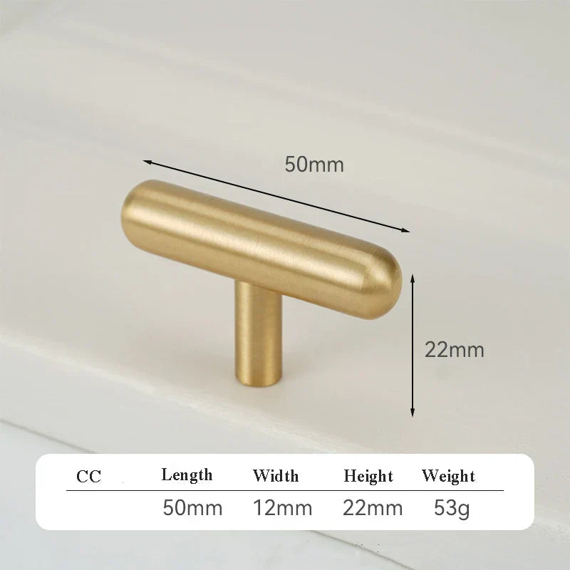 Satin Gold Brass Wardrobe Handles – Modern Drawer Knobs and Cabinet Bar Pulls (50mm-260mm)