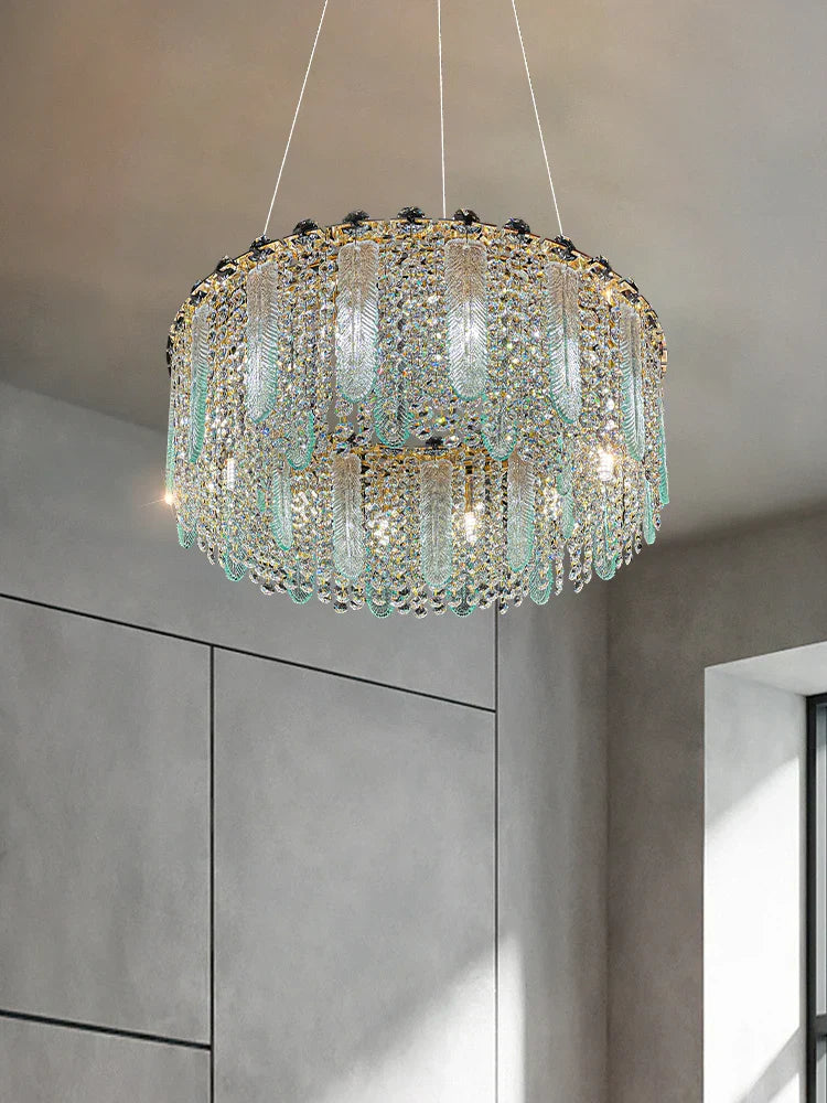 Elegant Feather Crystal Chandelier - A Light Luxury Masterpiece for Bedrooms, Living Rooms, Restaurants, and Villas