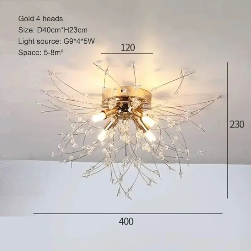 Nordic Dandelion LED Chandelier Ceiling Lamp - Sparkling Ball and Snowflake Ceiling Lights - Perfect for Living Room, Bedroom, and Dining - Indoor Lighting