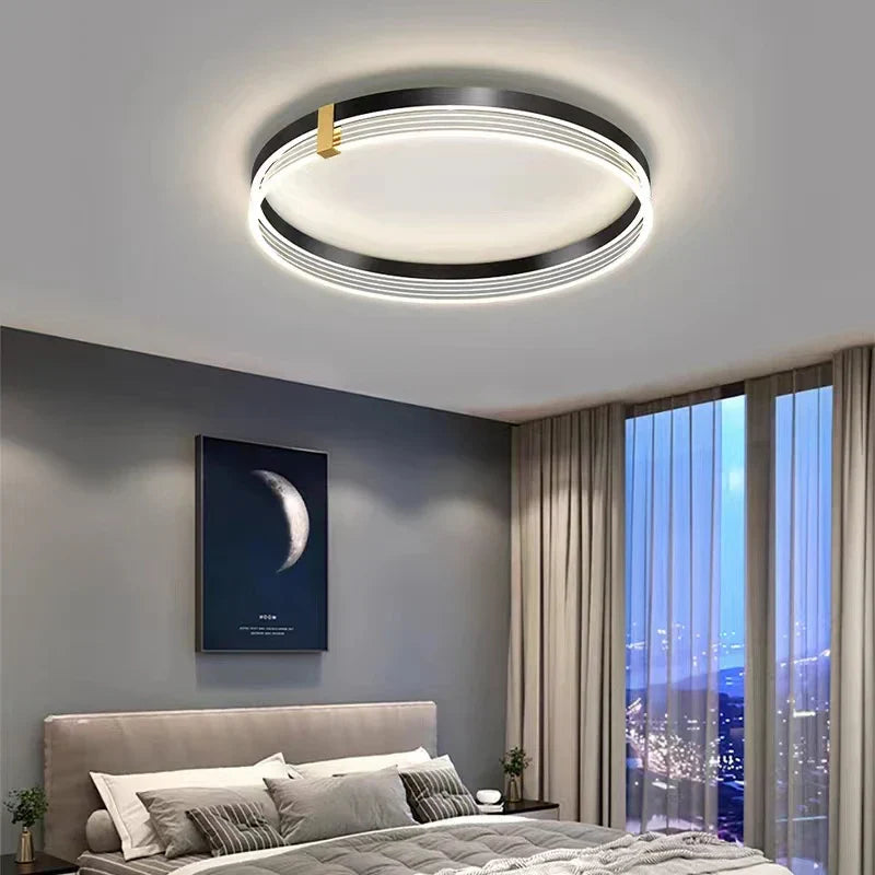 Modern Minimalist LED Bedroom Ceiling Lamp - Round LED Ceiling Lights with Remote Control for Home Indoor Decoration Lighting Fixtures