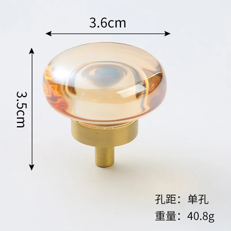 Brass Crystal Cupboard Cabinet Handle Kitchen Drawer Knobs Light Luxury Furniture Hardware Transparent Handle Home Decoration