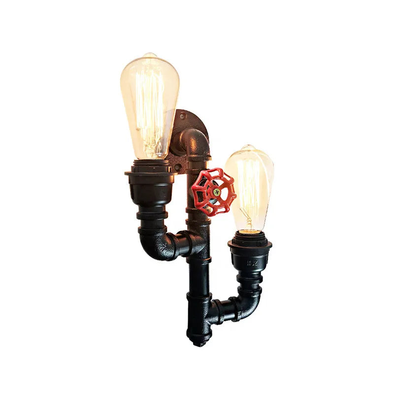 Industrial Metal Valve Double Head Water Pipe Wall Light - Antique Wall Lamp for Kitchen, Bedroom, and Home Decor