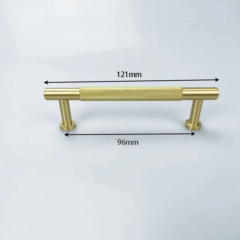 Knurled Brass Wardrobe Handles – Modern Kitchen Cabinet and Drawer Pull Bar Handles