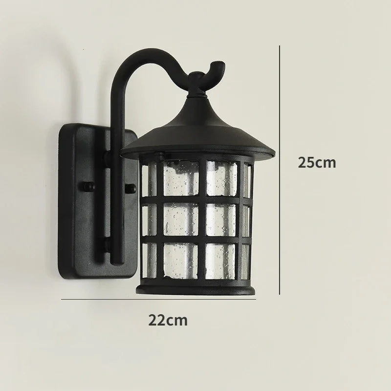 Retro Outdoor Waterproof Wall Light - American Style for Corridors, Balconies, and Gardens, Modern Rain-Proof E27 Wall Lamp