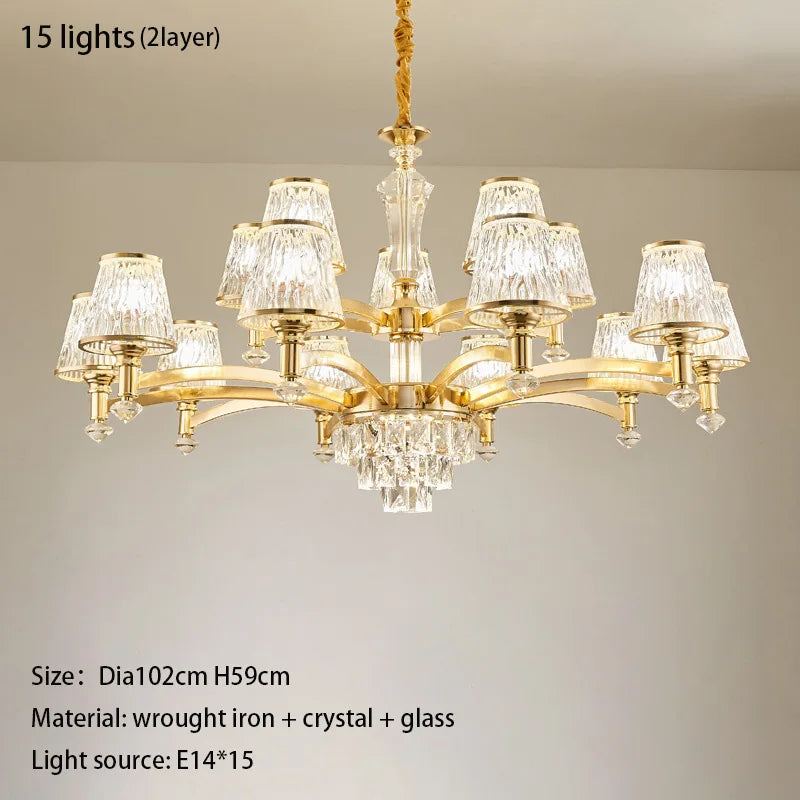 Elegant European Style Crystal Chandelier - A Modern Light Luxury Fixture for Living Rooms, Bedrooms, and Dining Areas