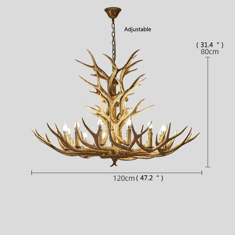 Retro LED Antler Chandeliers - Creative Resin Pendant Lamps for Living, Dining Rooms, Bars, Hotels, and Decor Lighting