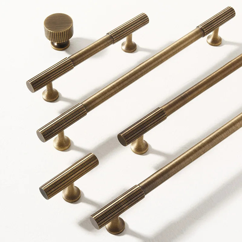 Solid Brass Vertical Linear Cabinet Knobs – Long Drawer Handles for Kitchen, Wardrobe, and Wooden Doors
