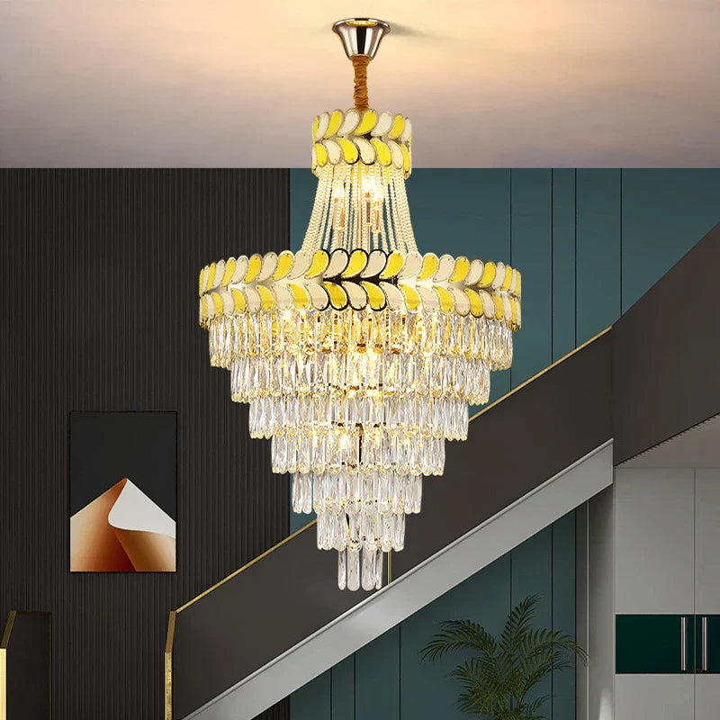 Postmodern Crystal Chandelier - Elegance for Living Rooms, Villa Halls, Duplex Stairwells, and Middle Building Spaces