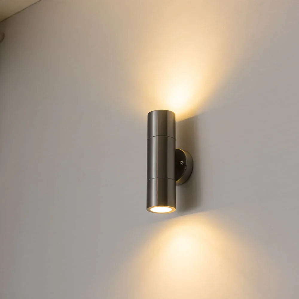 Stainless Steel Shiny LED Wall Lamp - Elegant Outdoor Lighting for Bedrooms, Gardens, and Porches