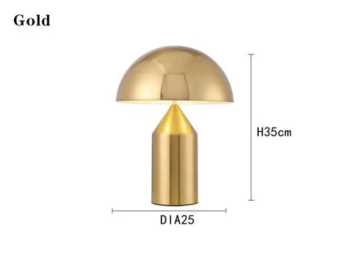 Electroplated Nordic Mushroom Table Lamp - Modern LED Desktop Decor for Living, Dining, and Bedrooms