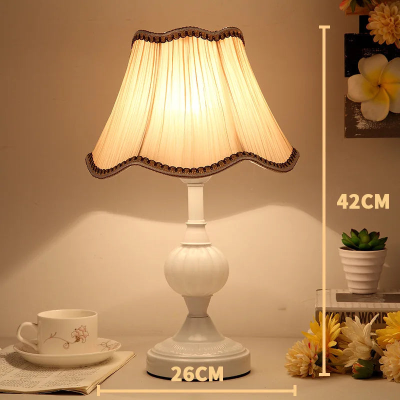 European-Style Glass Desk Lamp - Nordic Bedroom Bedside Lamp with Modern Retro Wrought Iron Design