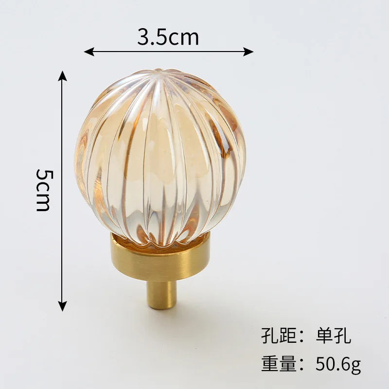 Brass Crystal Cupboard Cabinet Handle Kitchen Drawer Knobs Light Luxury Furniture Hardware Transparent Handle Home Decoration