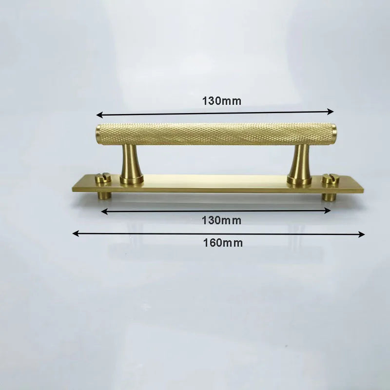 Gold Brass Handle with Plate – Knurled Cabinet Knobs and Modern Furniture Pulls