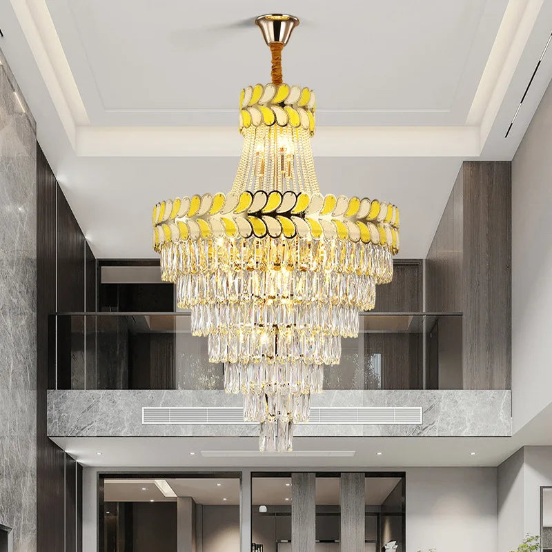 Postmodern Crystal Chandelier - Elegance for Living Rooms, Villa Halls, Duplex Stairwells, and Middle Building Spaces