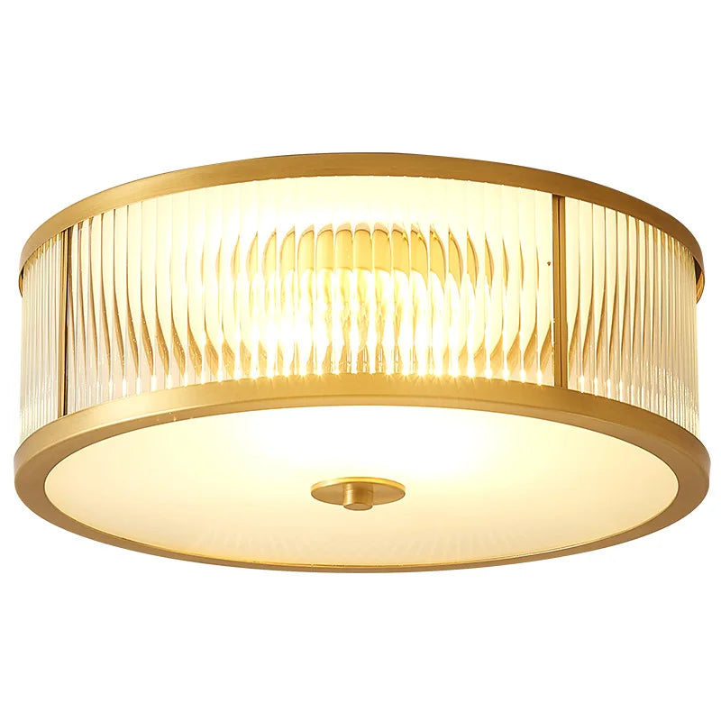 Elegant American Seiko Pure Copper Ceiling Light - Modern Minimalist LED Round Lamp for Bedrooms, Living Rooms, and Dining Areas