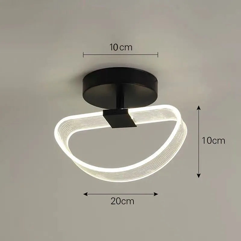 Modern LED Ceiling Light - Acrylic Geometry Linear Decoration Lamp in Black and Gold for Bedroom, Living Room, Corridor, and Indoor Home Fixture