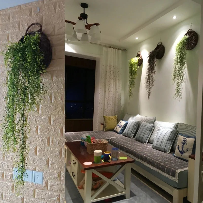 Dlight Decor 75cm Hanging Golden Bell Willow Vine with 5 Forks for Wall and Garden Decor
