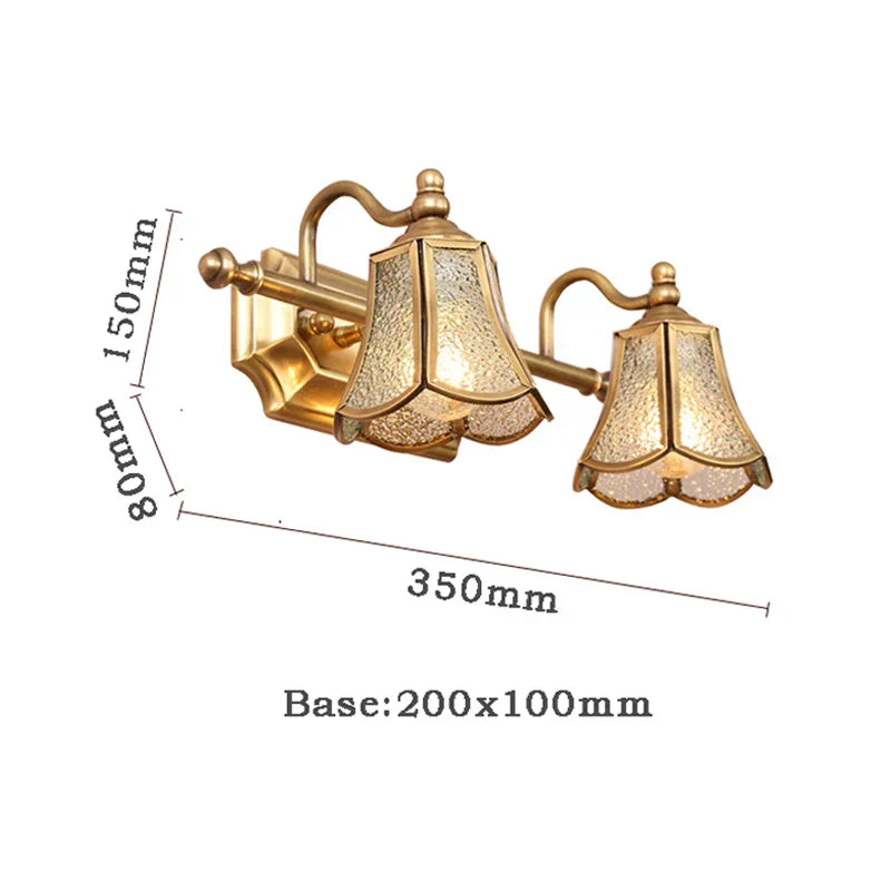 European-Style Mirror Cabinet Light 52CM E14 - Elegant Bedroom and Bathroom Lamp with Golden Finish