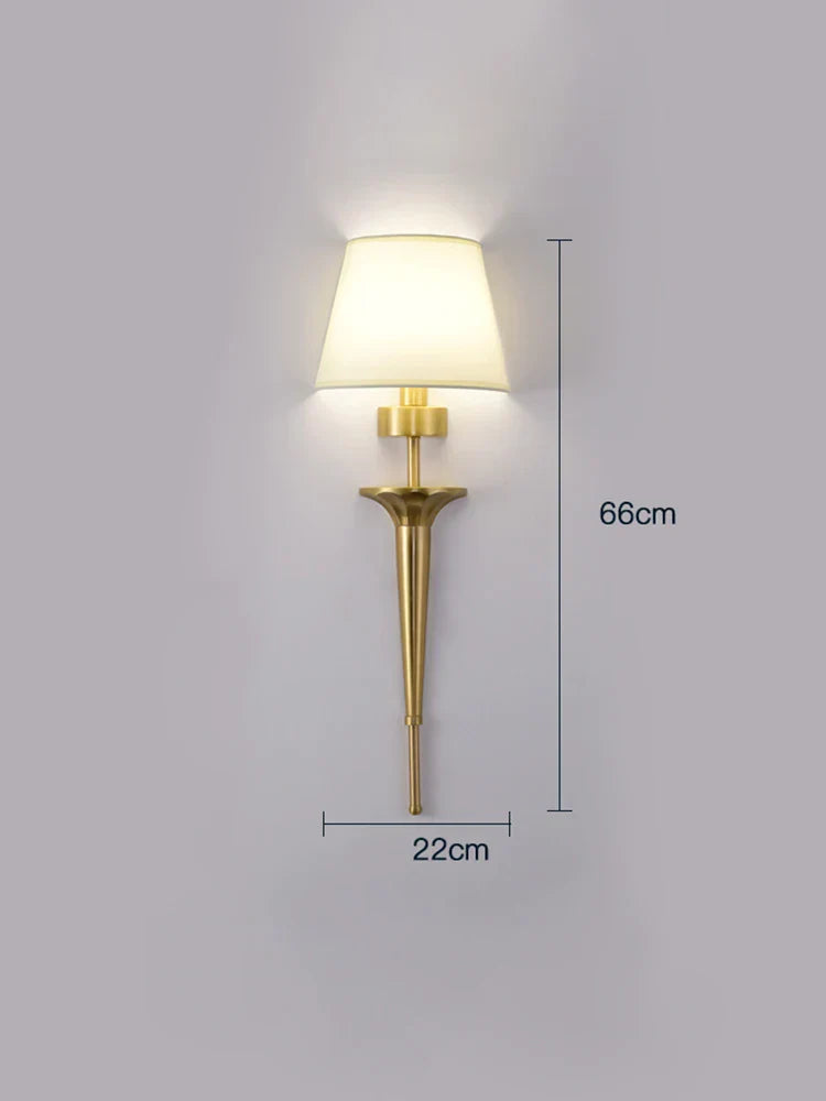 Copper Lamp - American Wall Lamp for Bedroom, Simple Wall Lamps with Classical Design, Living Room Decor LED Lights, Home Corridor Bedside Lamp
