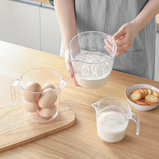 Transparent Measuring Cup with Scale and Whisk Handle for Baking and Cooking