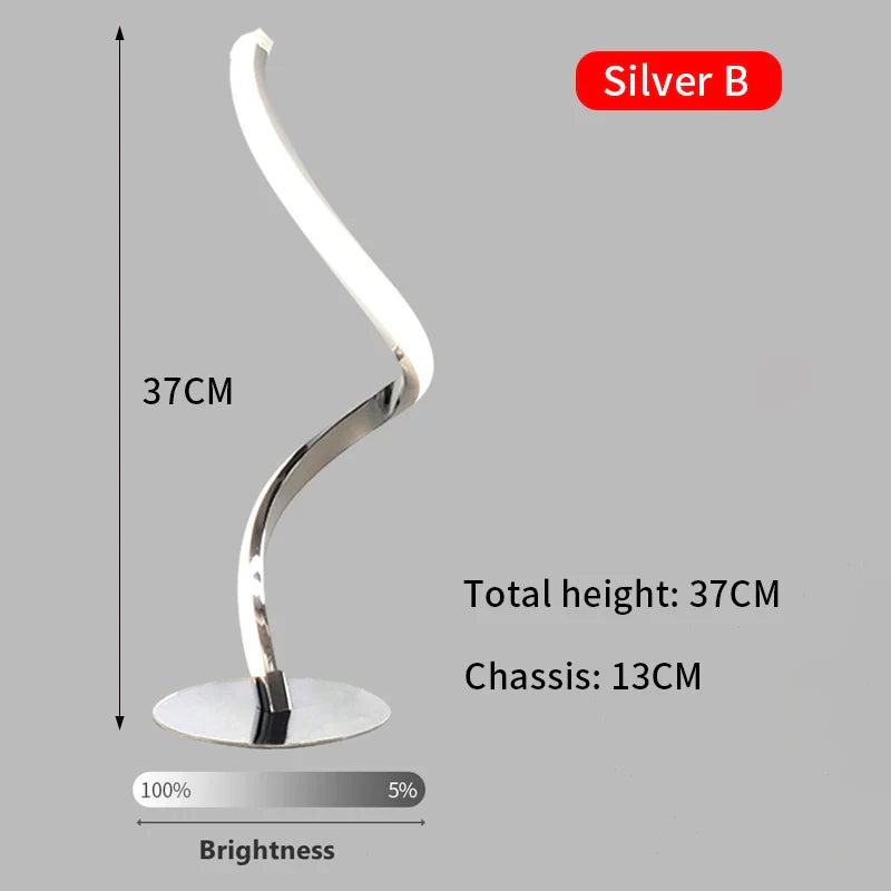 Modern Silver LED Table Lamp - Luxury Adjustable Brightness for Bedroom, Study, and Home Decoration