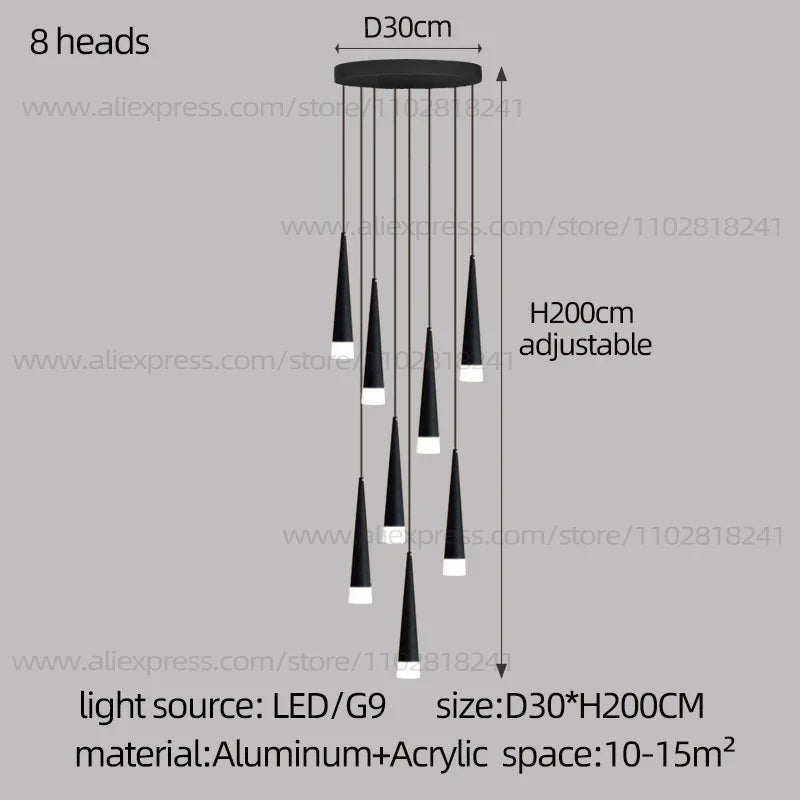 Contemporary Stair Chandelier - Elevate Your Duplex Apartment with Nordic Loft Elegance