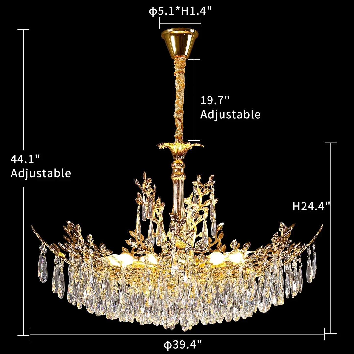Camille Gold Branch Crystal Chandelier