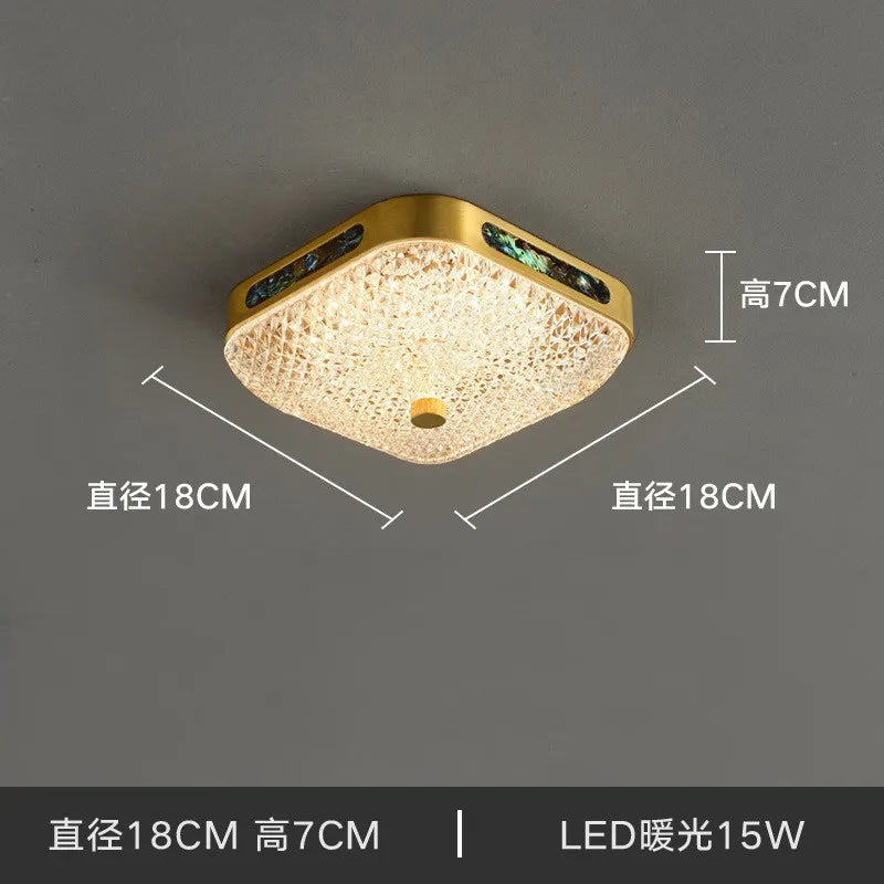 Sleek Modern Minimalist LED Copper Glass Ceiling Lights - Ideal for Bedrooms, Dining Halls, Aisles, Corridors, Balconies, and Home Illumination