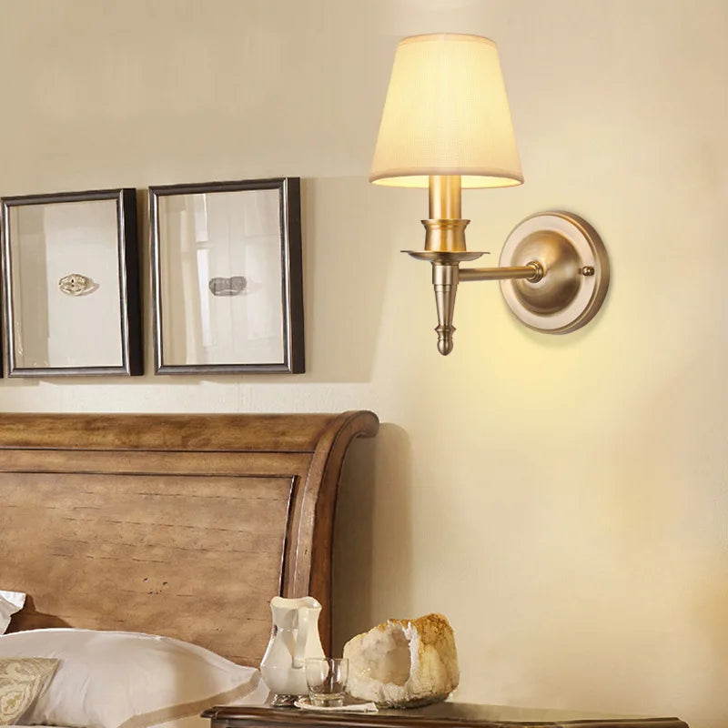 Eleanor - Full Copper American Wall Lamp Bedroom Bedside Lamp European Lighting Modern Simple Living Room Creative Corridor