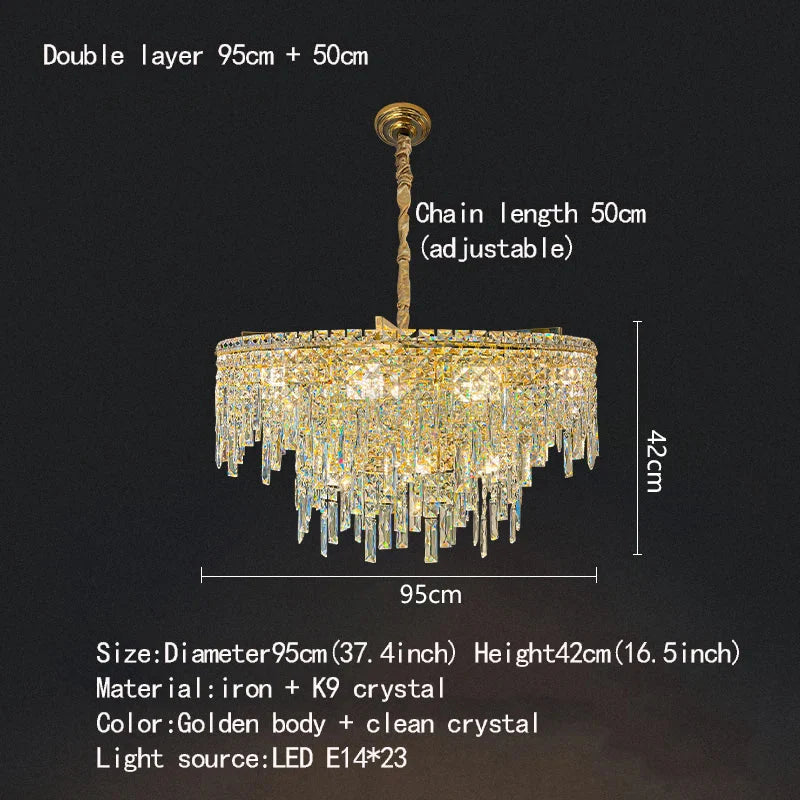 Elegant Golden Round Chandelier - A Creative New Design for Living Rooms, Dining Rooms, and More