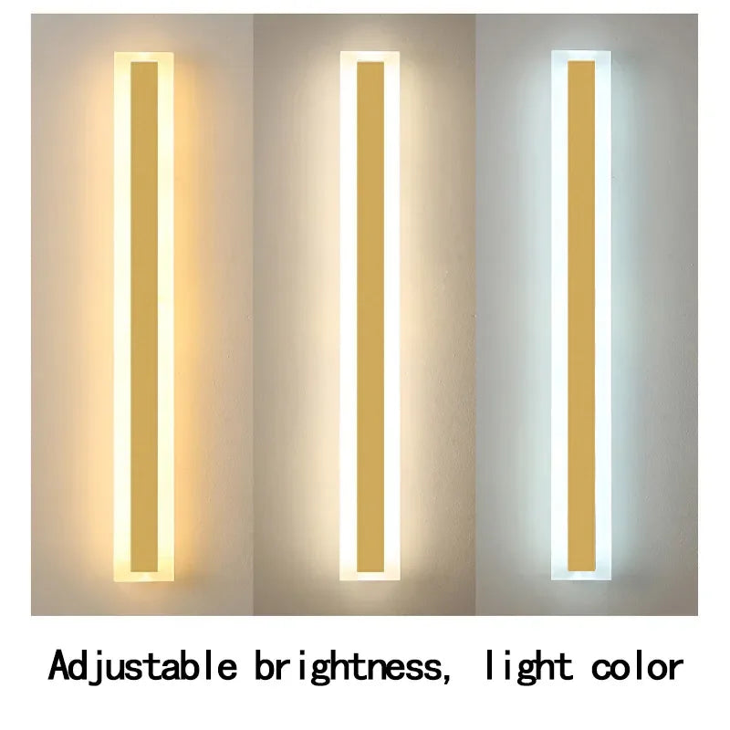 Elegant Golden LED Long Wall Light - Modern Outdoor Lighting for Country Villas, Courtyards, and Balconies