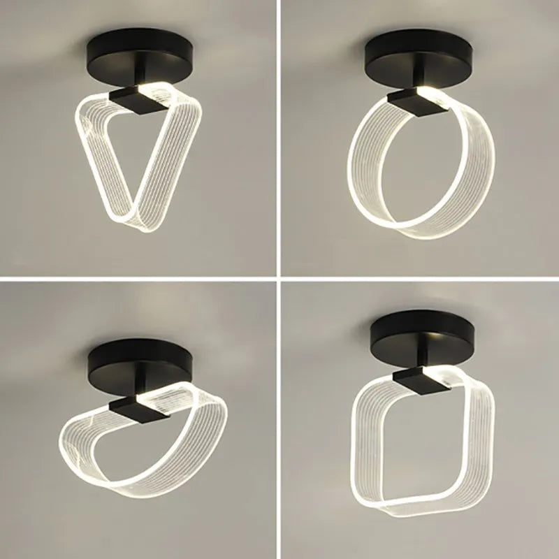 Modern LED Ceiling Light - Acrylic Geometry Linear Decoration Lamp in Black and Gold for Bedroom, Living Room, Corridor, and Indoor Home Fixture