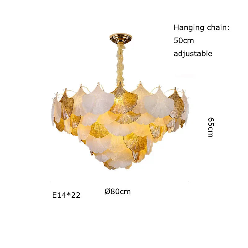 LED Art Deco Autumn Ginkgo Dimmable Hanging Lamps - Luminaire Chandelier Lighting for Dining Rooms with Lustre Suspension