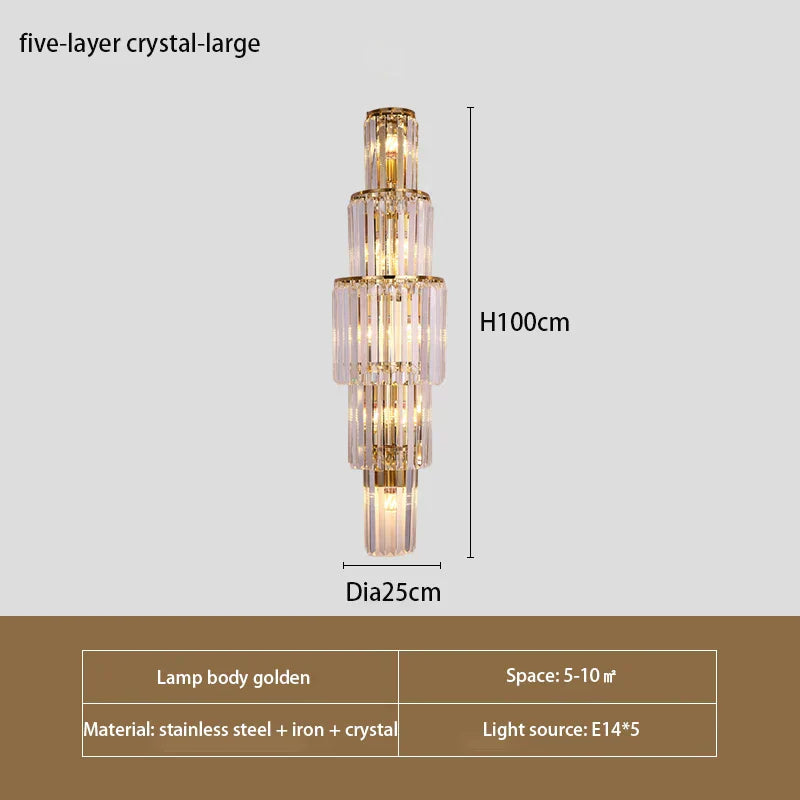 Brooklyn Hotel Lobby Crystal Wall Lamp - Luxurious Lighting for Elegance and Style