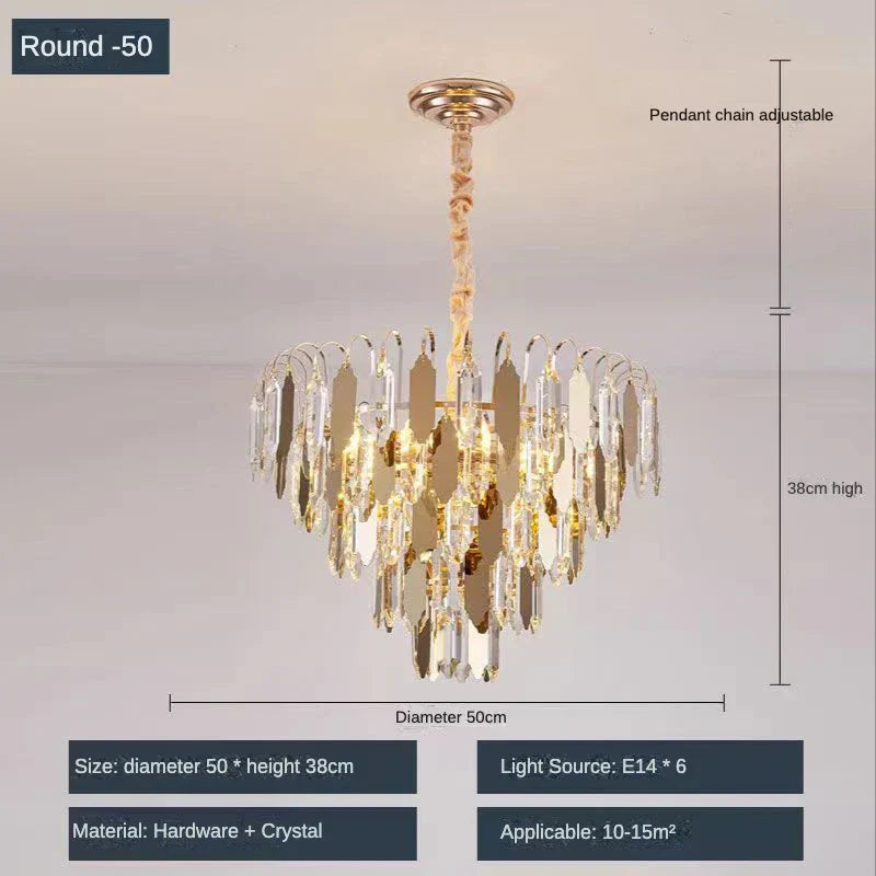 Modern LED Luxury Triangular Multi-Level Crystal Chandelier - Elegant Illumination for Living Rooms, Bedrooms, and Dining Spaces
