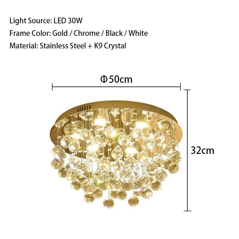 Modern LED Crystal Ball Rectangle Ceiling Lights - Contemporary Elegance for Living Rooms and Beyond