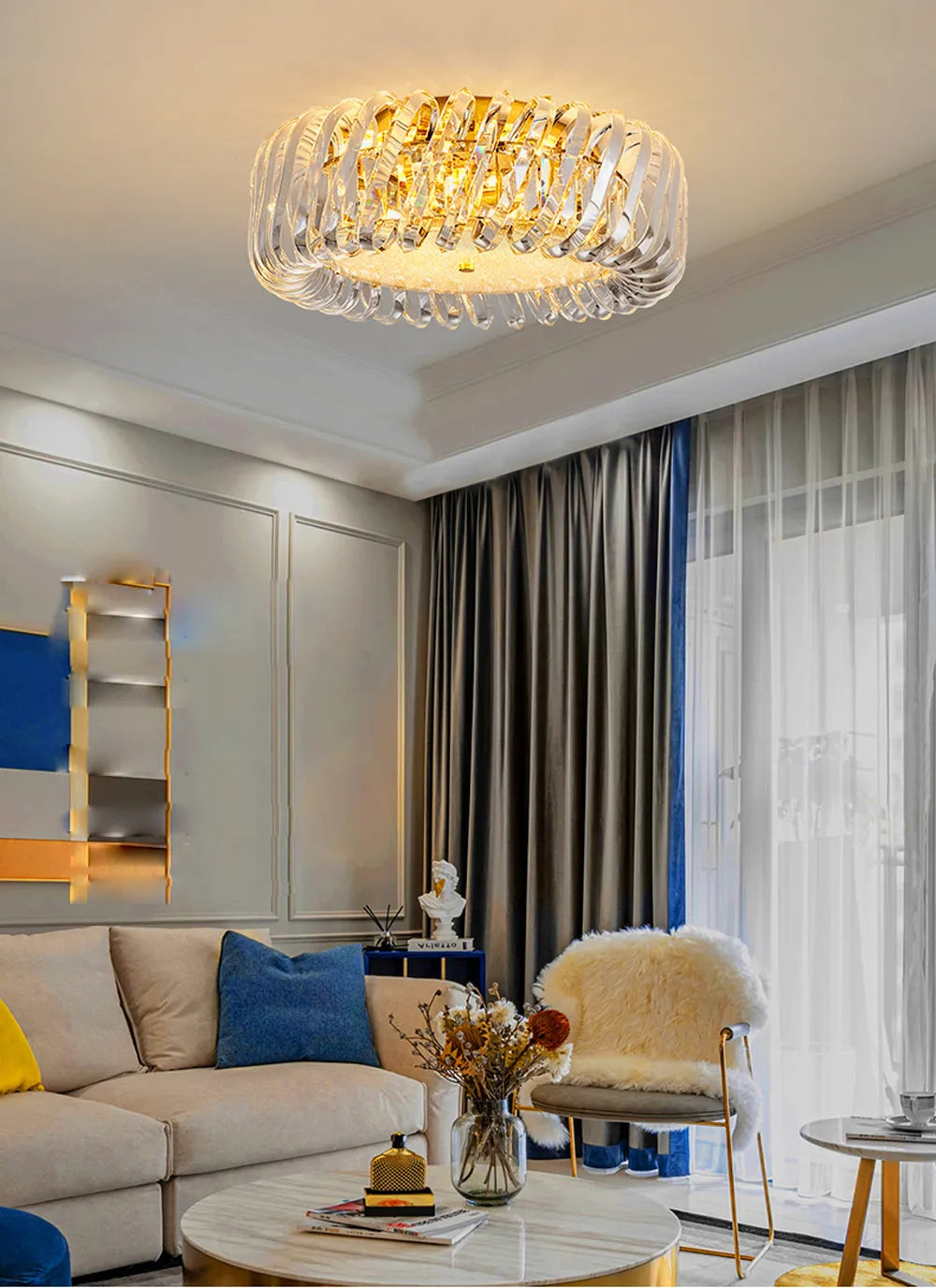 Olivia's Art Deco Crystal Glass LED Chandelier