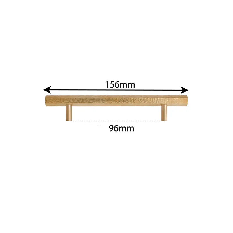LUX Brass Hammered Hexagonal T-Bar Handles – Long Cabinet and Wardrobe Pulls (600mm/1000mm)