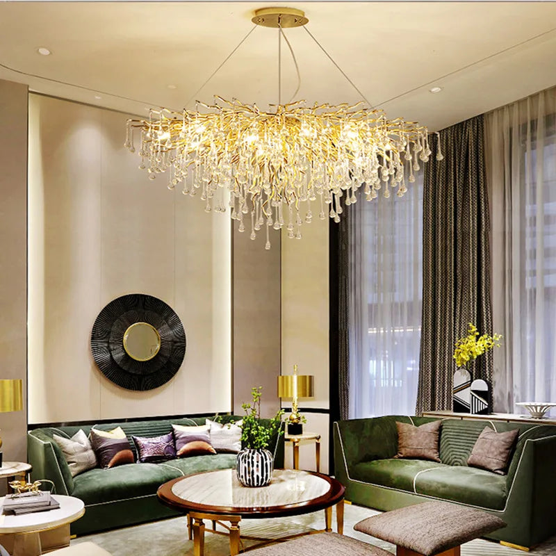 Maison - Modern Luxury Crystal  Water Drop Pendant Light, Perfect for Living Rooms, Bedrooms, Hotels, Villas, and Indoor Decor