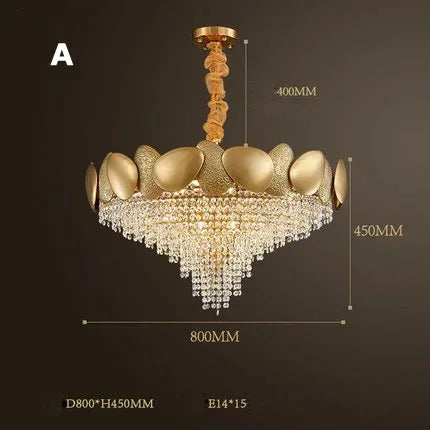 LED Tassels Crystal Chandelier - Modern Stainless Steel Gold Long/Round Pendant Light