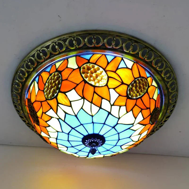 Vintage Turkish Tiffany Ceiling Lights - Artistic Elegance for Living Rooms and Bedrooms