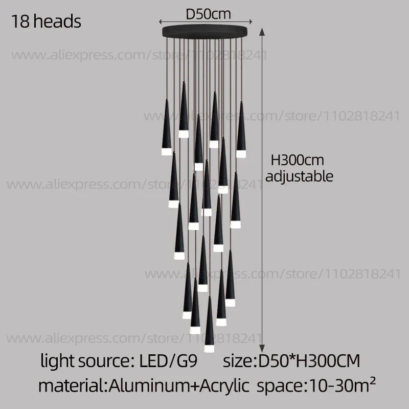 Contemporary Stair Chandelier - Elevate Your Duplex Apartment with Nordic Loft Elegance