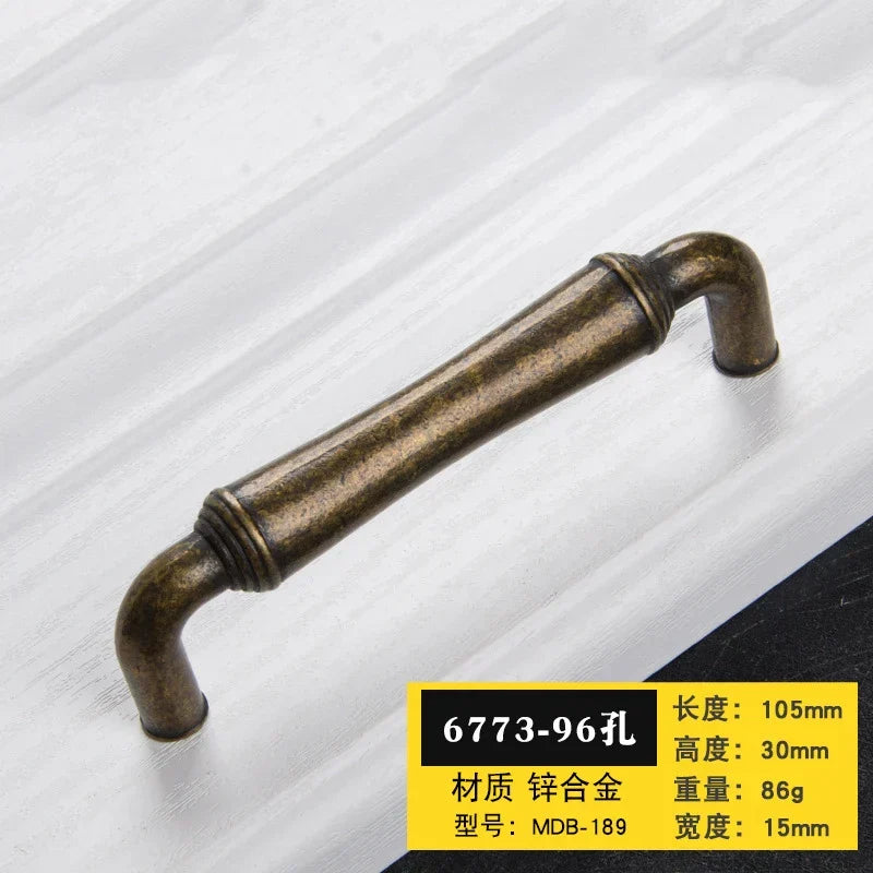 Antique Bronze Cabinet Handles - Retro Drawer Pulls, Vintage Zinc Alloy Kitchen Hardware for Furniture, Dresser, and Locker