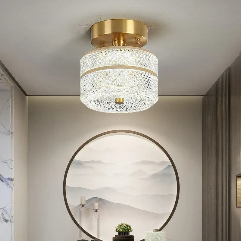 Sleek Modern LED Copper Ceiling Light - Stylish Home Decor Lighting for Living Spaces, Corridors, Balconies, and More