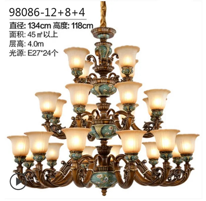 New European Vintage Resin Chandelier - Create a Luxurious Atmosphere in Your Villa, Restaurant, or Bedroom