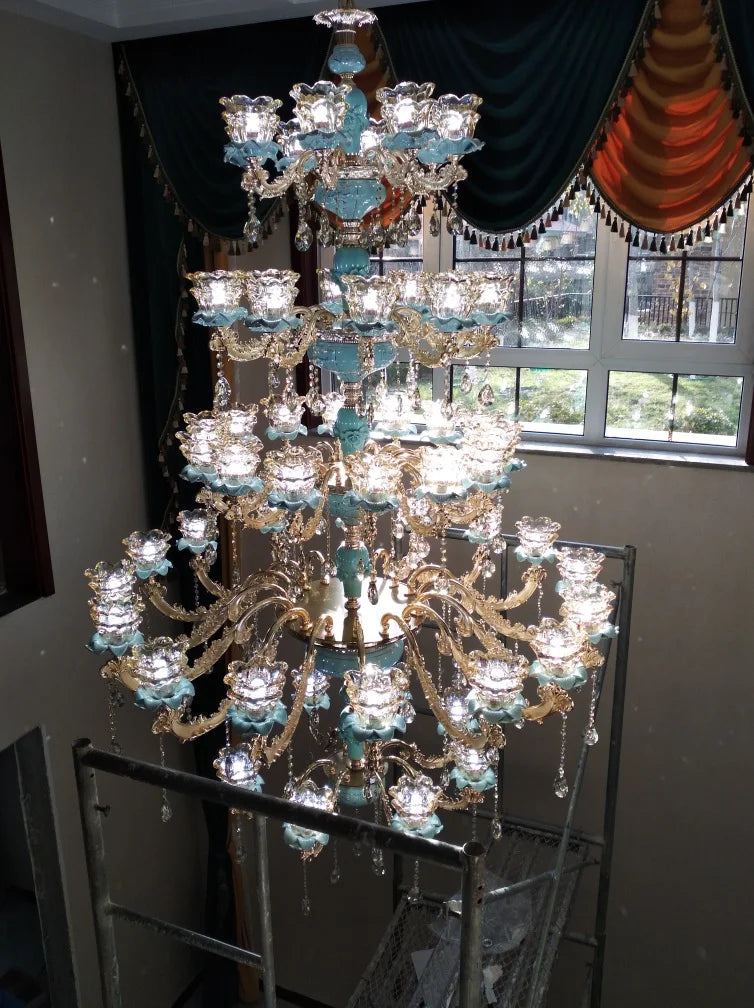 European-Style Duplex Building Chandelier - Elegance for Living Rooms, Hotels, and Ceramic Staircases