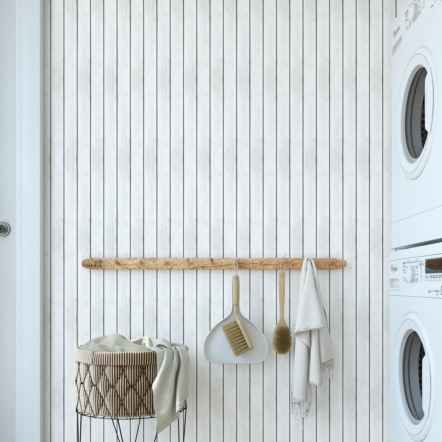 White Shiplap Wallpaper