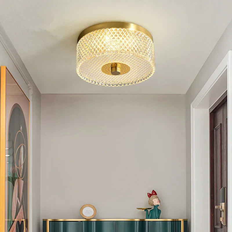 Sleek Modern Minimalist LED Copper Glass Ceiling Lights - Ideal for Bedrooms, Dining Halls, Aisles, Corridors, Balconies, and Home Illumination