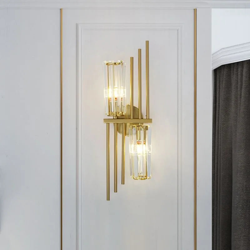 Lucy - Modern Gold Crystal Wall Lamp Bedroom Bedside Living Room TV Wall Hallway Staircase Luxury Art Design Minimalist LED Wall Lamp